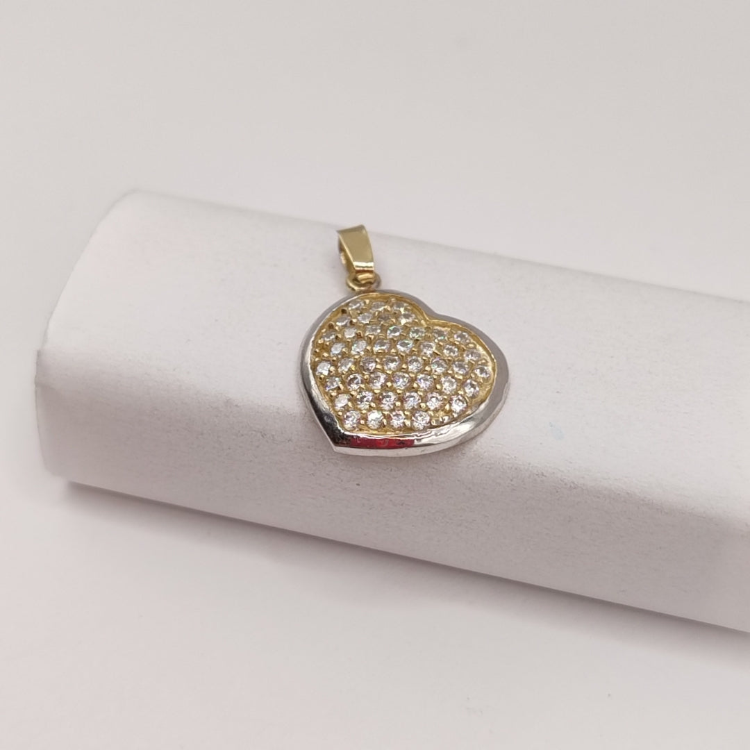 DIJE CORAZON CON CIRCONIAS 14K 1.8 GR (NUEVO)