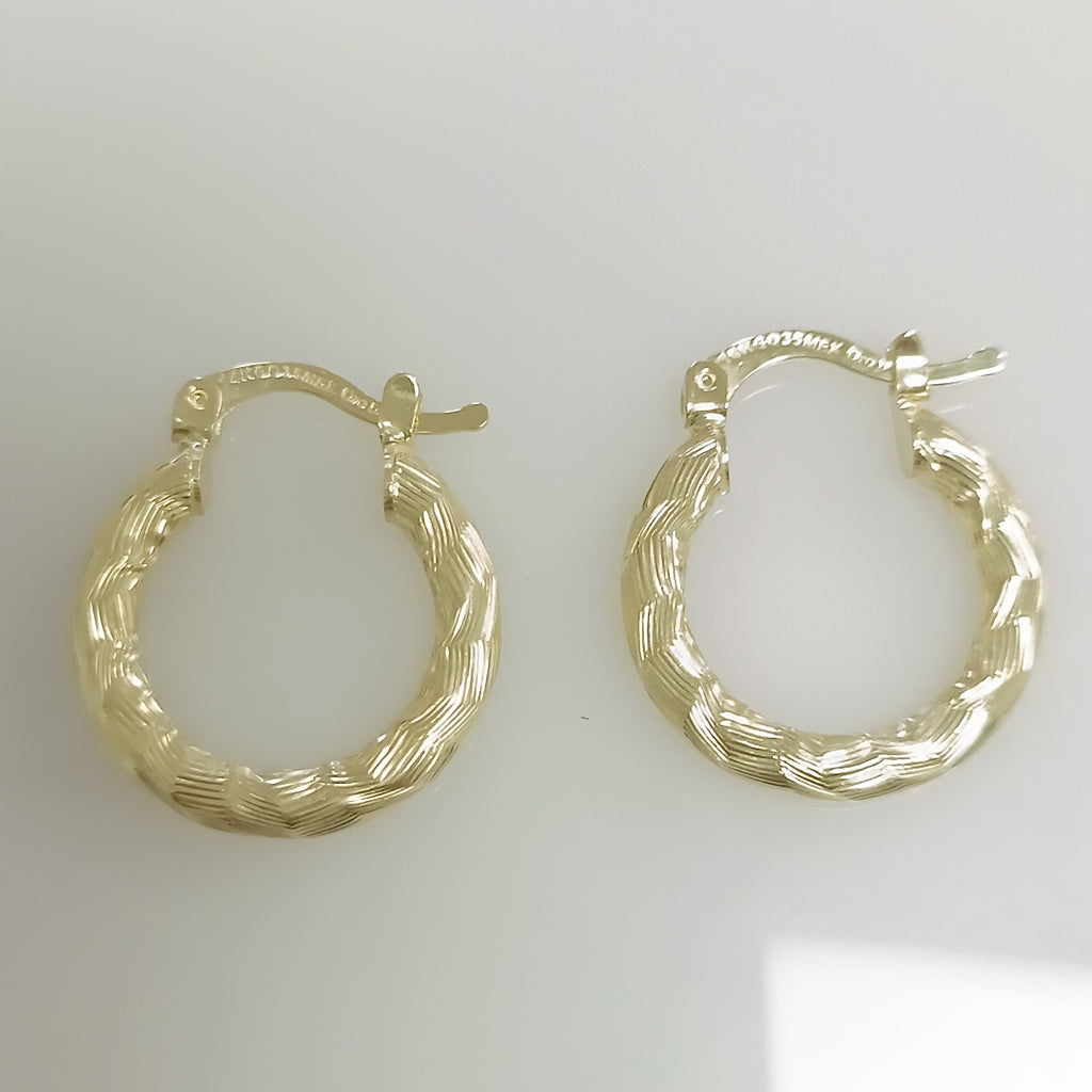 ARETES TEJIDO ARRACADAS ASTRIADAS 14K 2 GR (NUEVO)