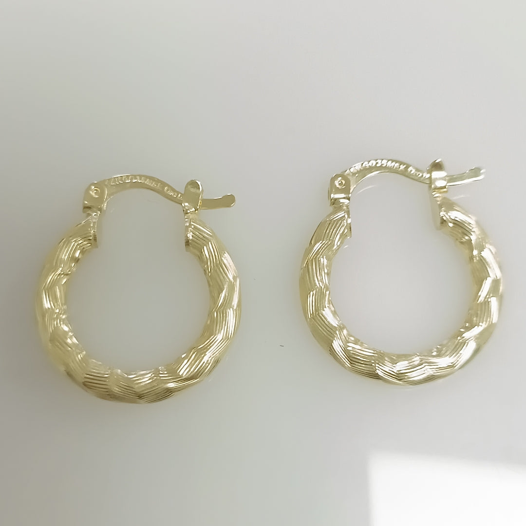 ARETES TEJIDO ARRACADAS ASTRIADAS 14K 2 GR (NUEVO)