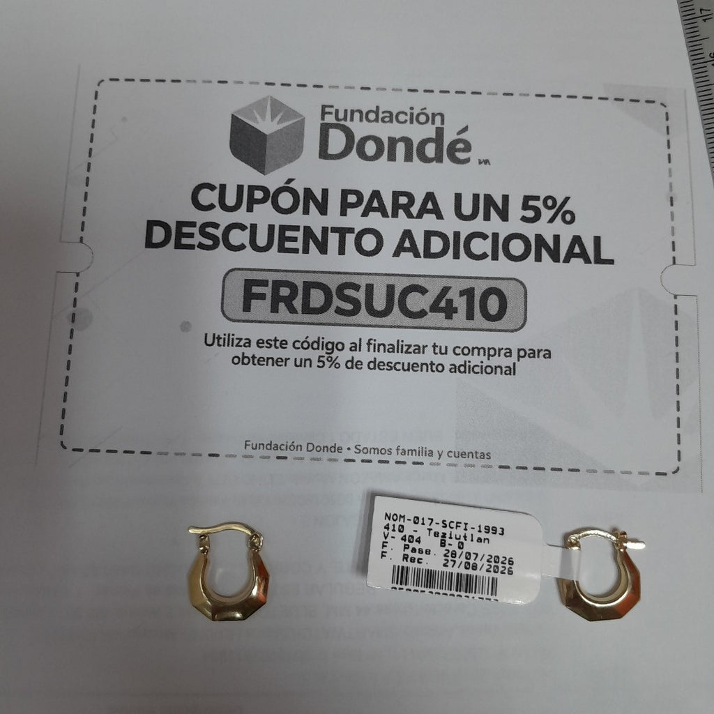 ARETES TEJIDO ARRACADA FACETADA 14K 1.3 GR (NUEVO)