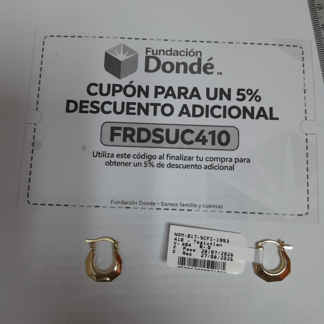ARETES TEJIDO ARRACADA FACETADA 14K 1.3 GR (NUEVO)