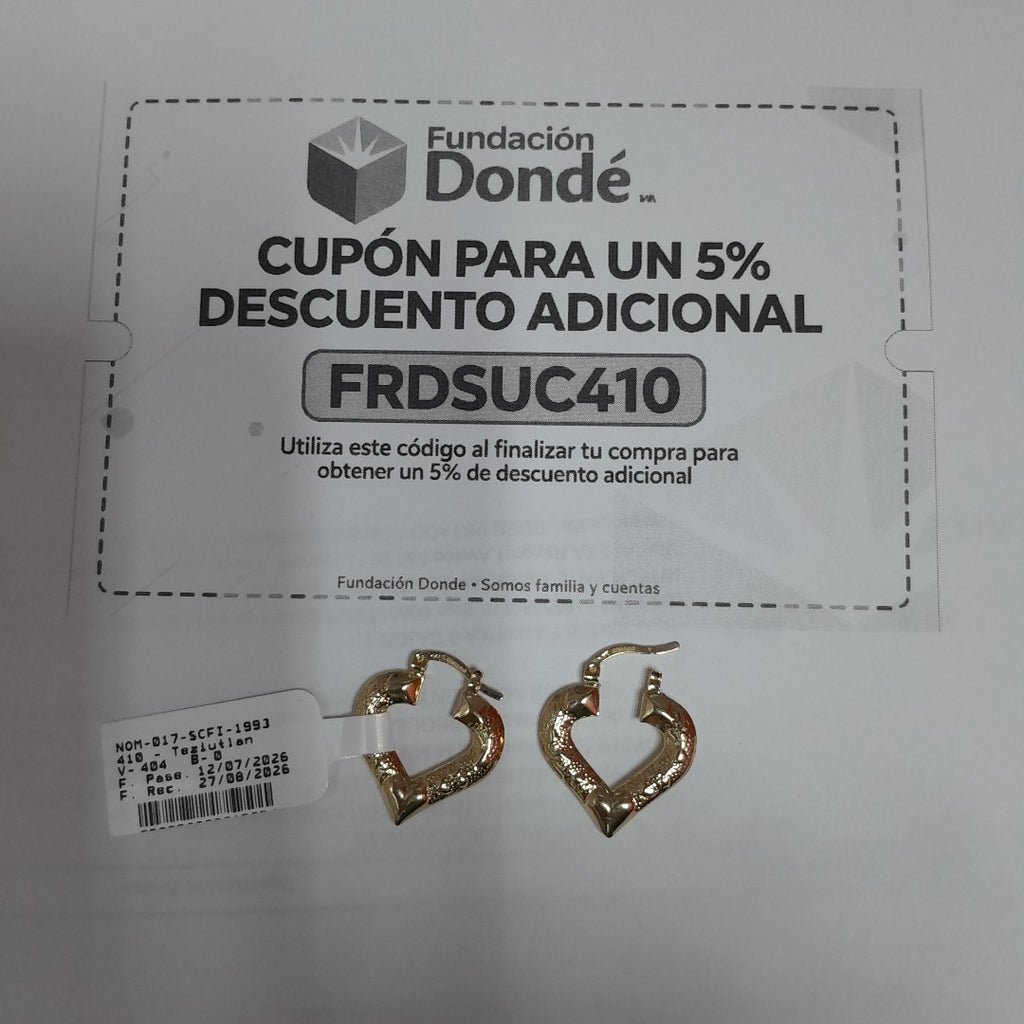 ARETES ARRACADAS 14K 1.8 GR (NUEVO)