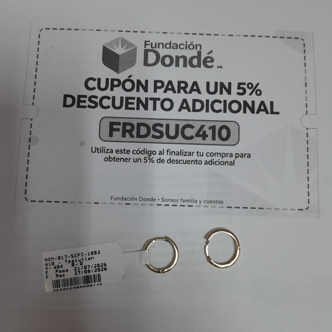 ARETES HUGGIES LISAS 14K 1.5 GR (NUEVO)