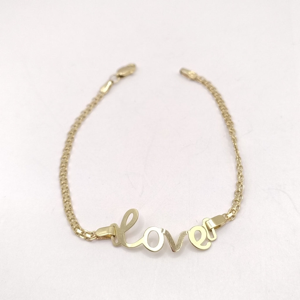 PULSERA ESCLAVA GRABADA LOVE 10K 18 CM 2.7 GR (NUEVO)
