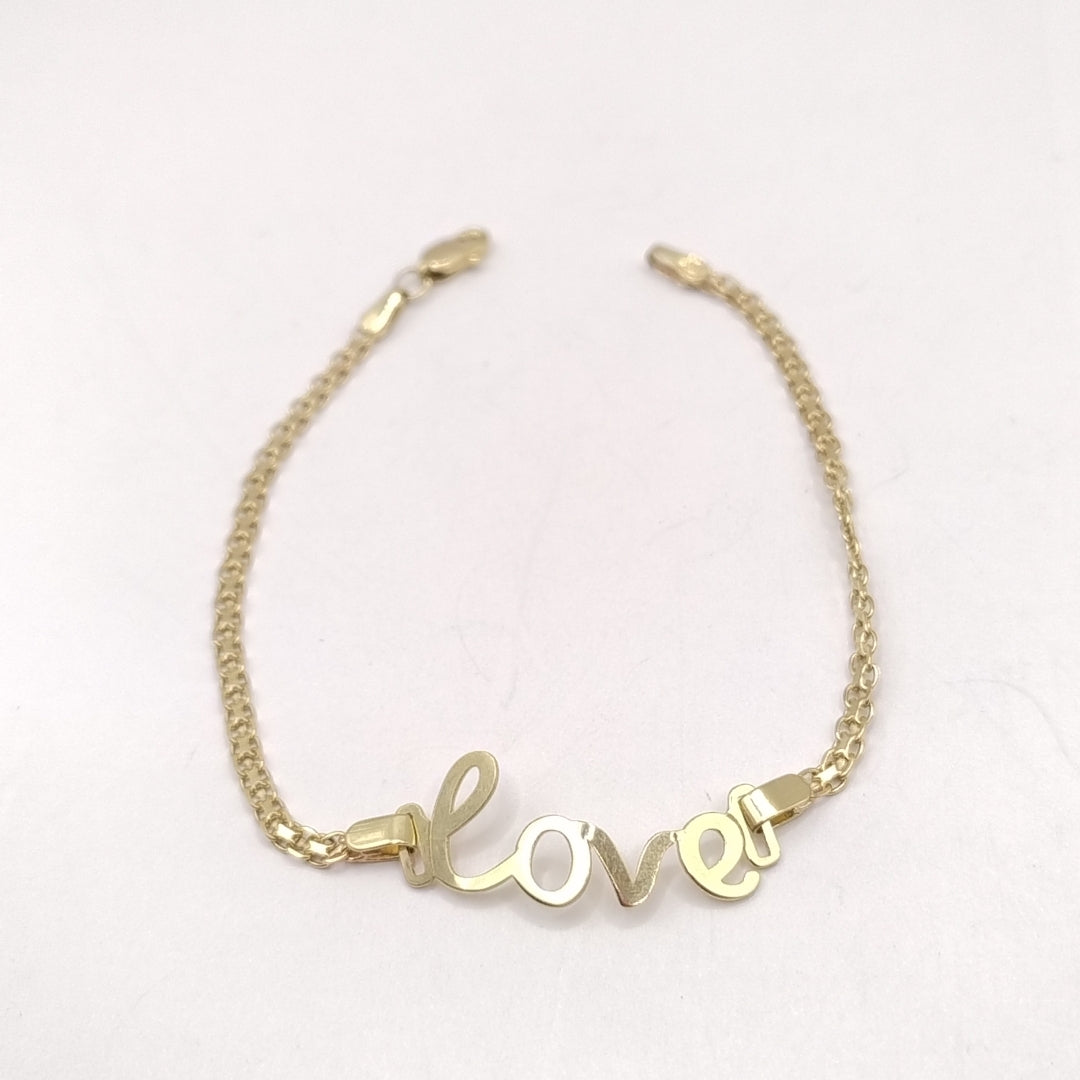 PULSERA ESCLAVA GRABADA LOVE 10K 18 CM 2.7 GR (NUEVO)