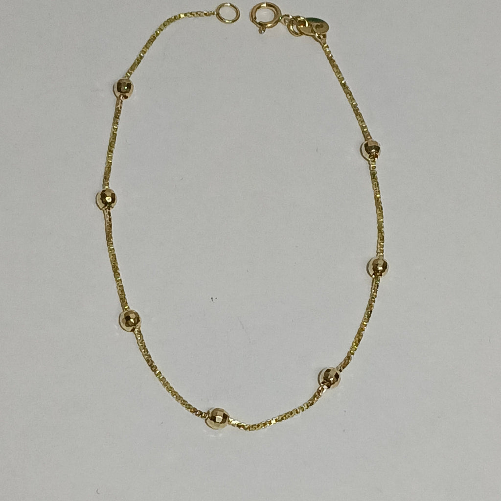 PULSERA ESPECIAL CON BOLITAS 14K 18 CM 1.4 GR (NUEVO)