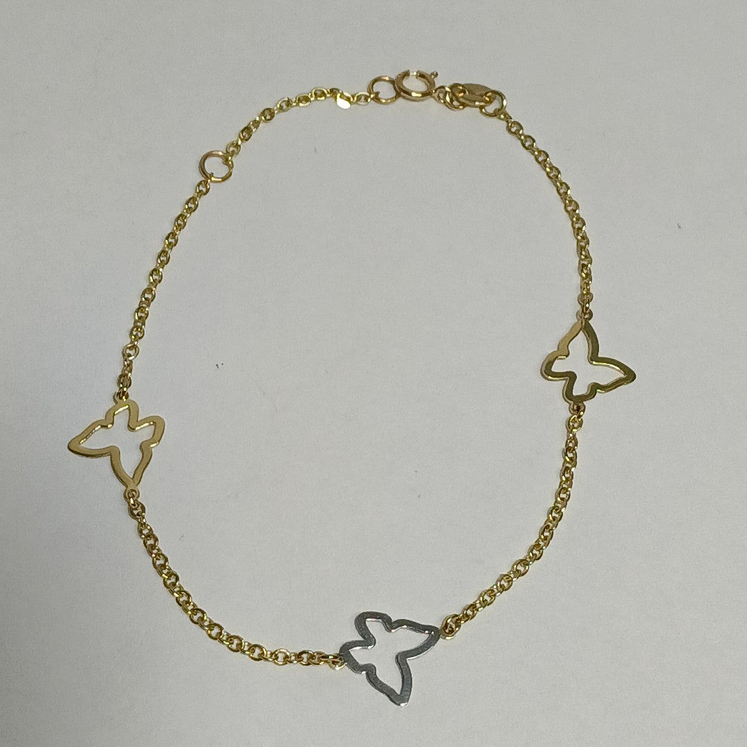 PULSERA ESPECIAL C MARIPOSAS 14K 18 CM 1.7 GR (NUEVO)