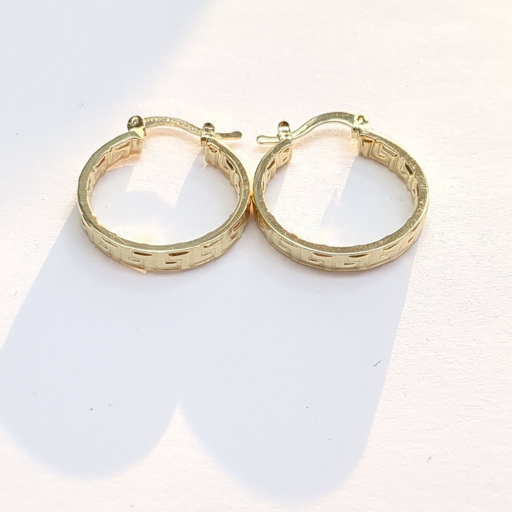 ARETES TEJIDO ARRACADAS TIPO GRECAS 14K 2.2 GR (NUEVO)