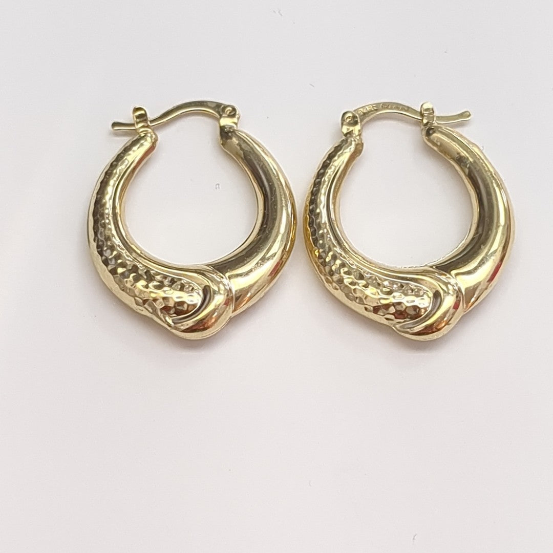 ARETES ARRACADAS ENTRELAZADAS 14K 2.6 GR (NUEVO)
