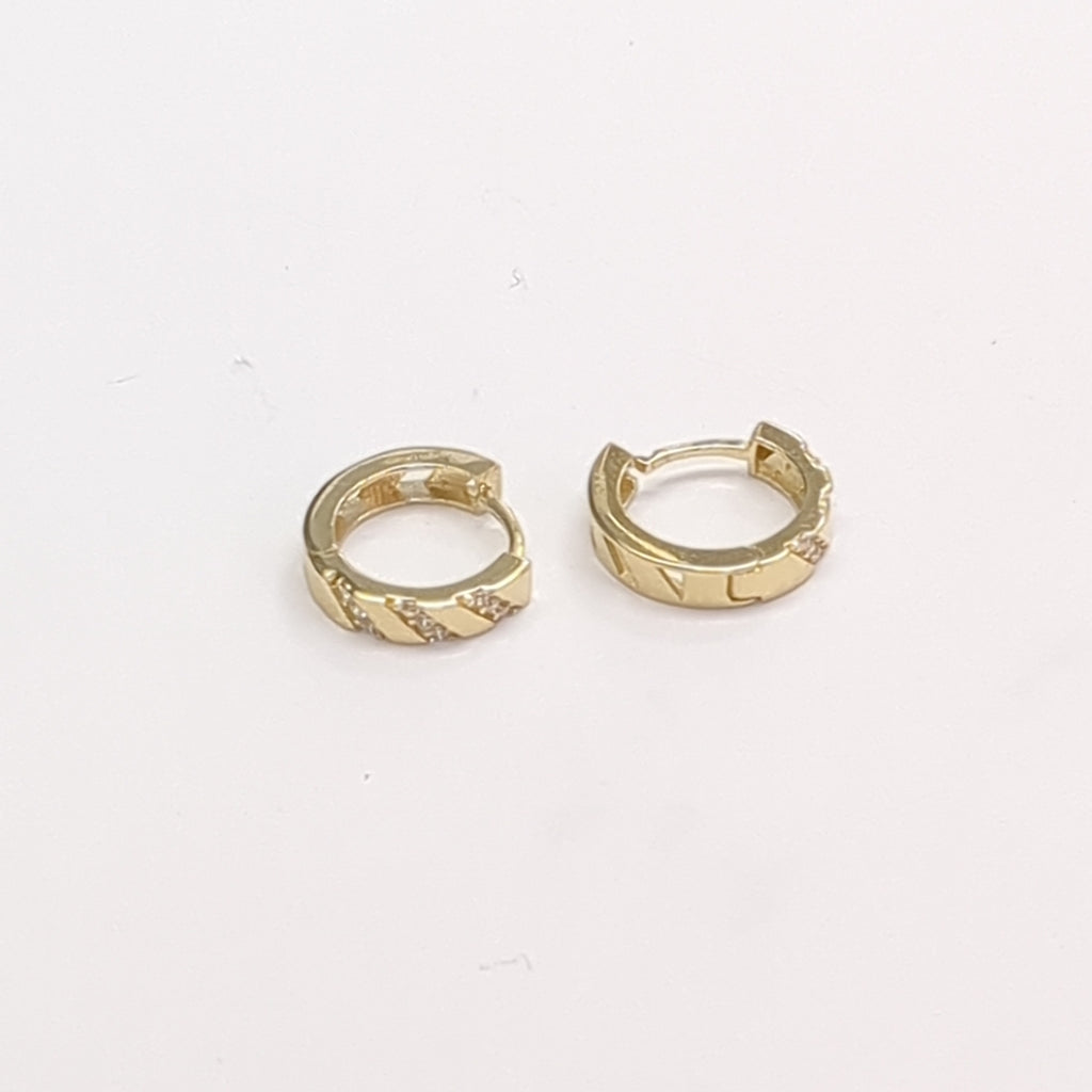 ARETES HUGGIES CON CIRCONIAS 14K 2.3 GR (NUEVO)