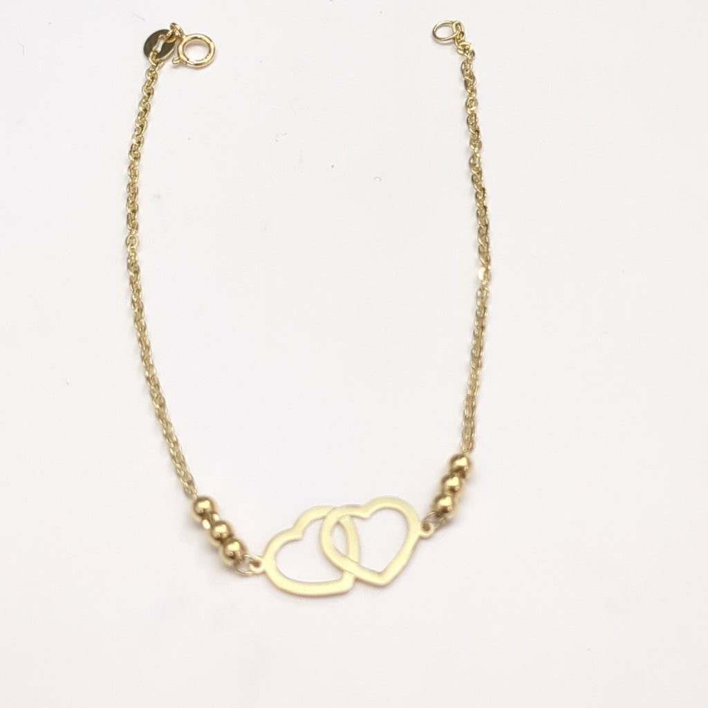 PULSERA TEJIDO ESPECIAL C CORAZONES 14K 18 CM 1.7 GR (NUEVO)