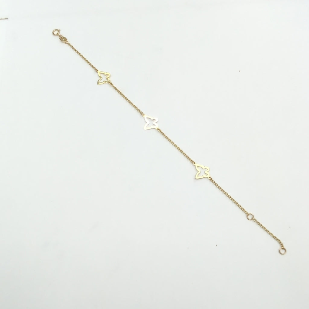 PULSERA ESPECIAL C MARIPOSAS 14K 18 CM 1.7 GR (NUEVO)
