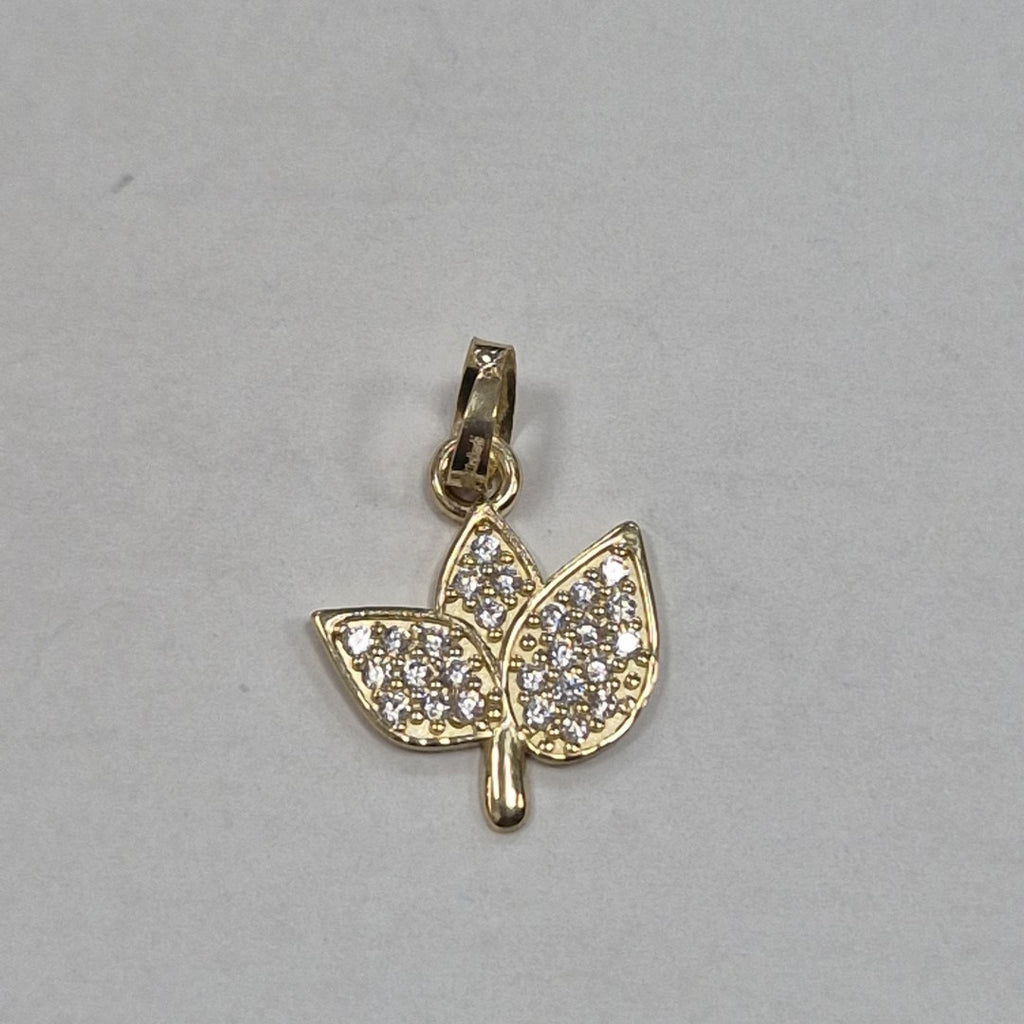 DIJE TEJIDO HOJAS CON CIRCONIAS 14K 1 GR (NUEVO)
