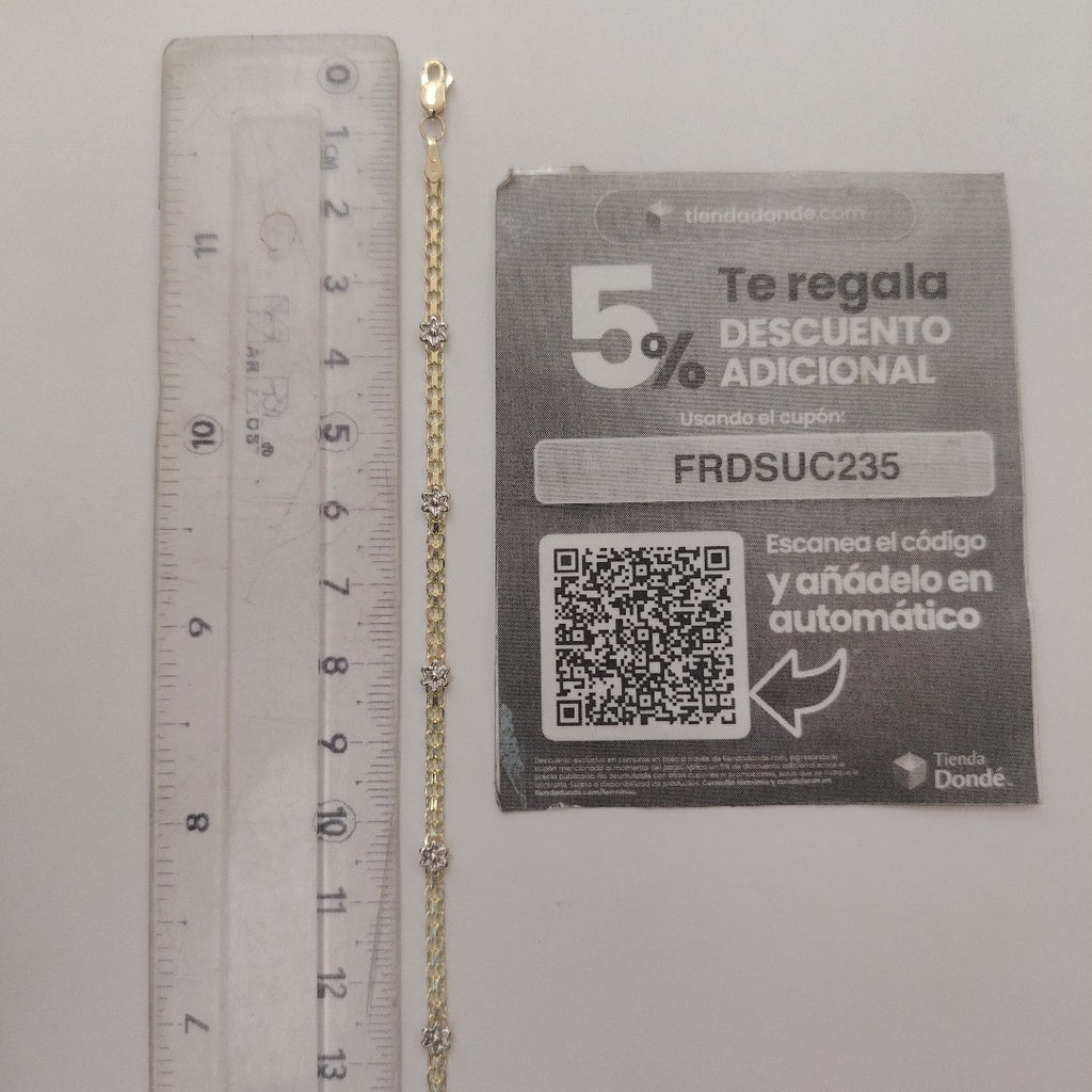 PULSERA ESPECIAL C FLORES 14K 18 CM 3 GR (NUEVO)
