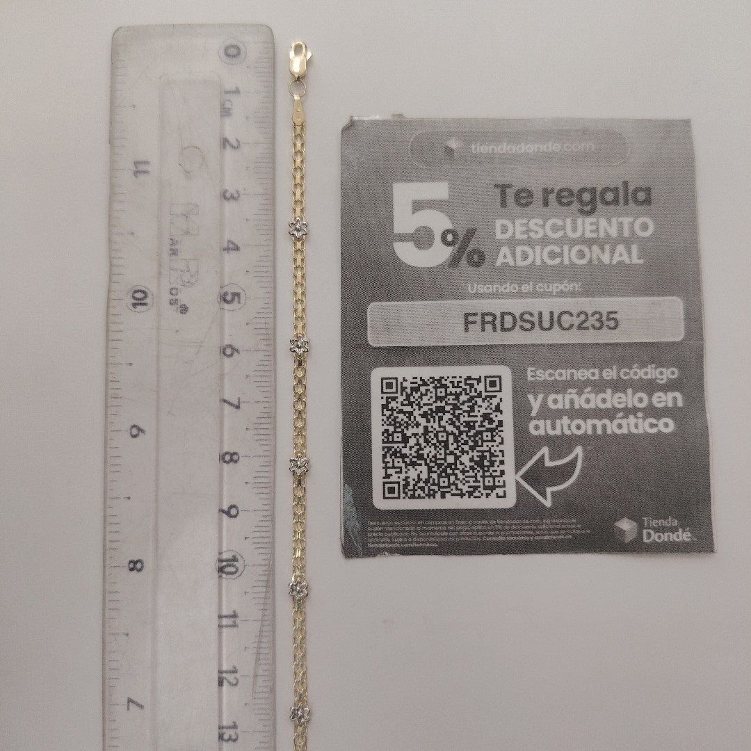 PULSERA ESPECIAL C FLORES 14K 18 CM 3 GR (NUEVO)