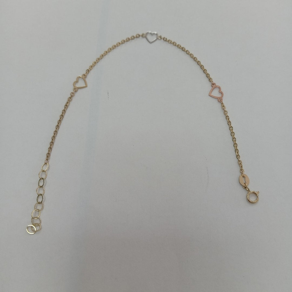 PULSERA ESPECIAL CON CORAZONES 10K 18 CM 1.2 GR (NUEVO)