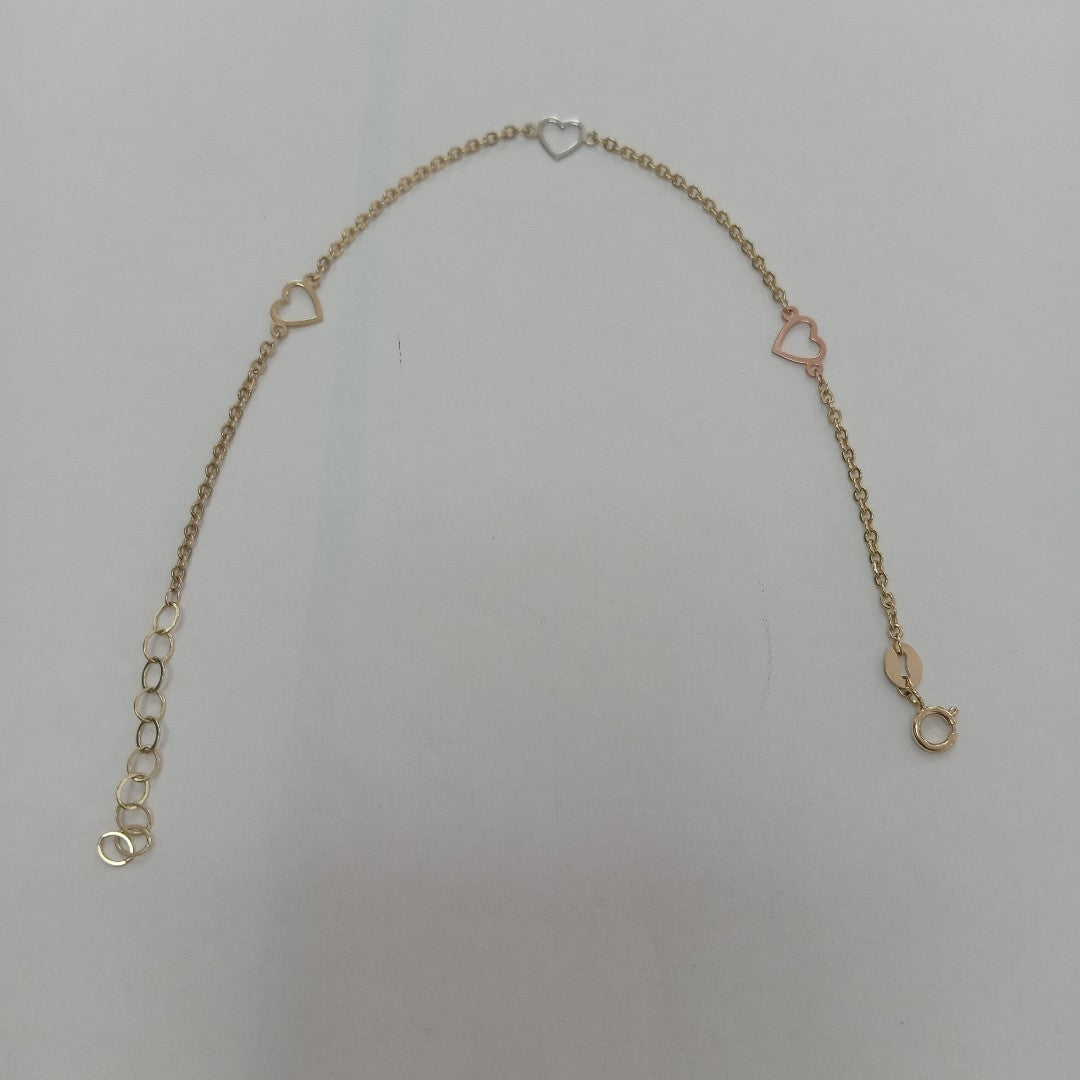 PULSERA ESPECIAL CON CORAZONES 10K 18 CM 1.2 GR (NUEVO)