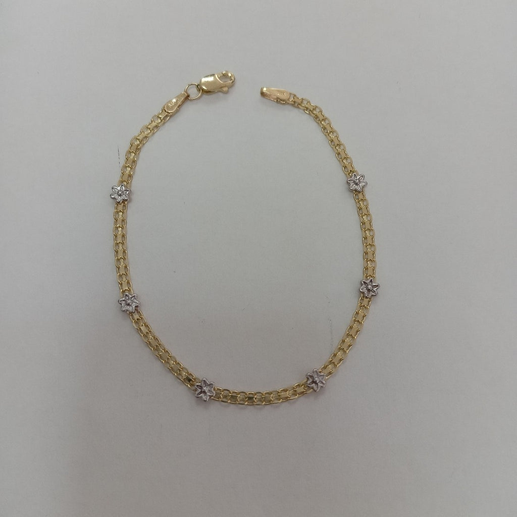 PULSERA ESPECIAL C FLORES 14K 18 CM 3 GR (NUEVO)