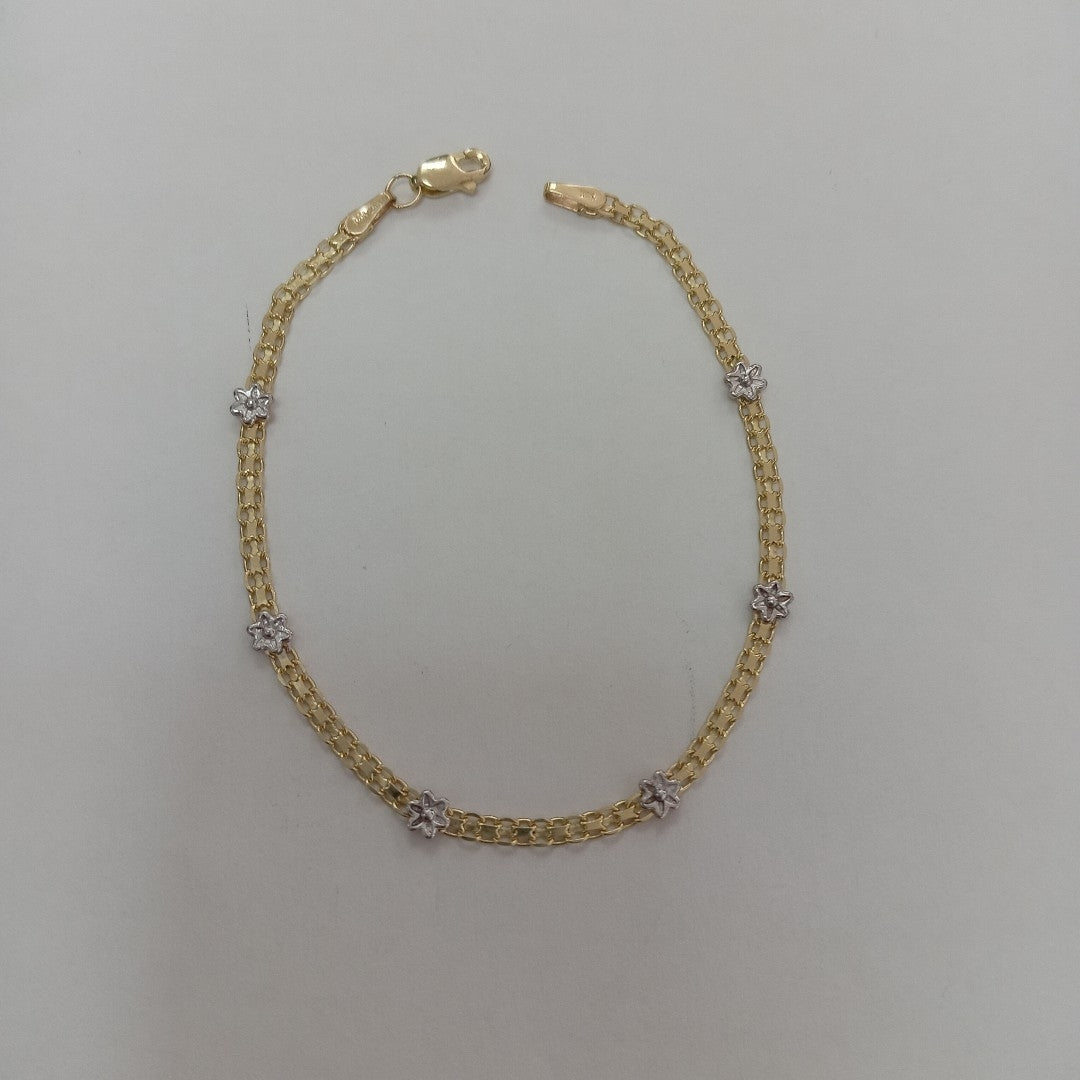 PULSERA ESPECIAL C FLORES 14K 18 CM 3 GR (NUEVO)