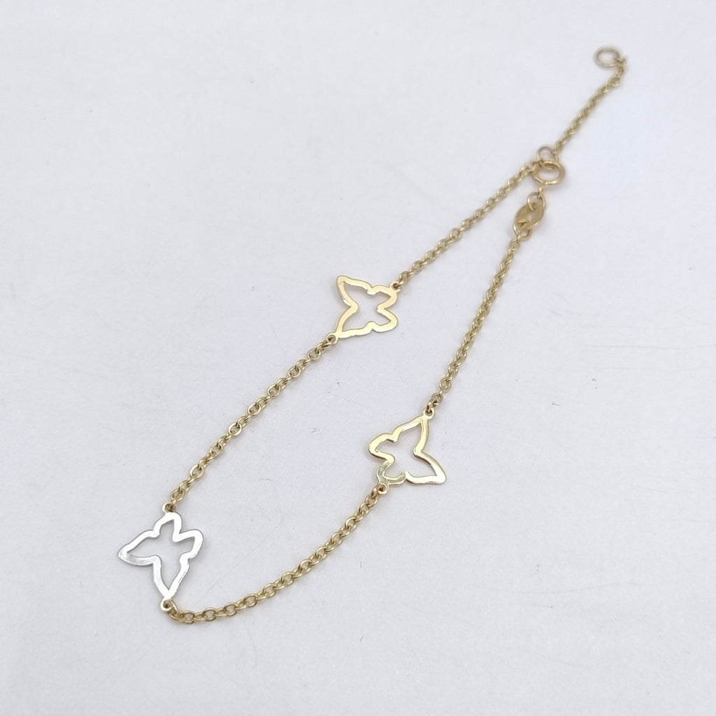 PULSERA ESPECIAL C MARIPOSAS 14K 18 CM 1.7 GR (NUEVO)