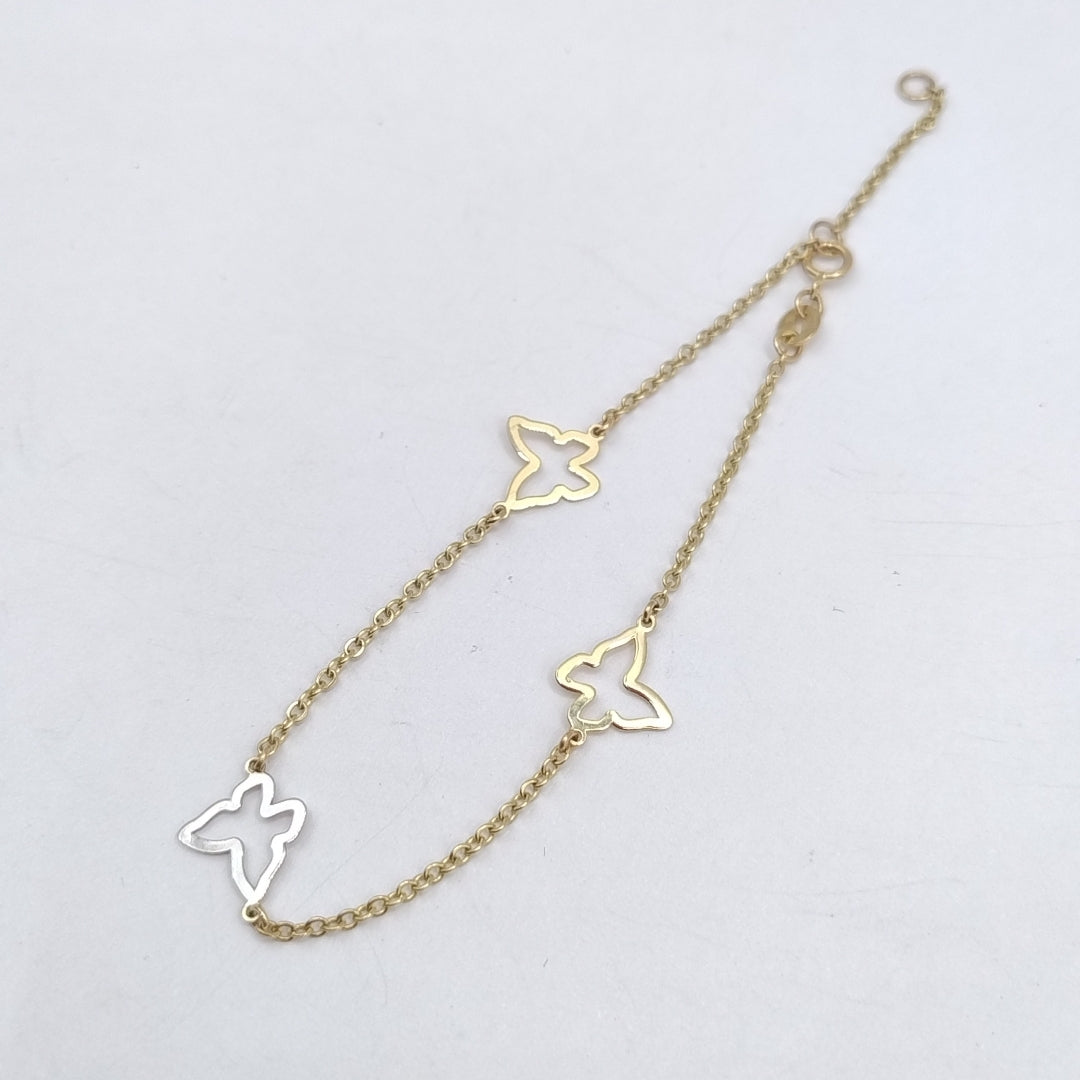 PULSERA ESPECIAL C MARIPOSAS 14K 18 CM 1.7 GR (NUEVO)