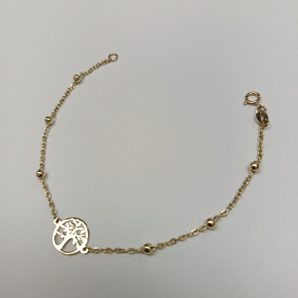 PULSERA TEJIDO ESPECIAL ARBOL 14K 18 CM 1.7 GR (NUEVO)