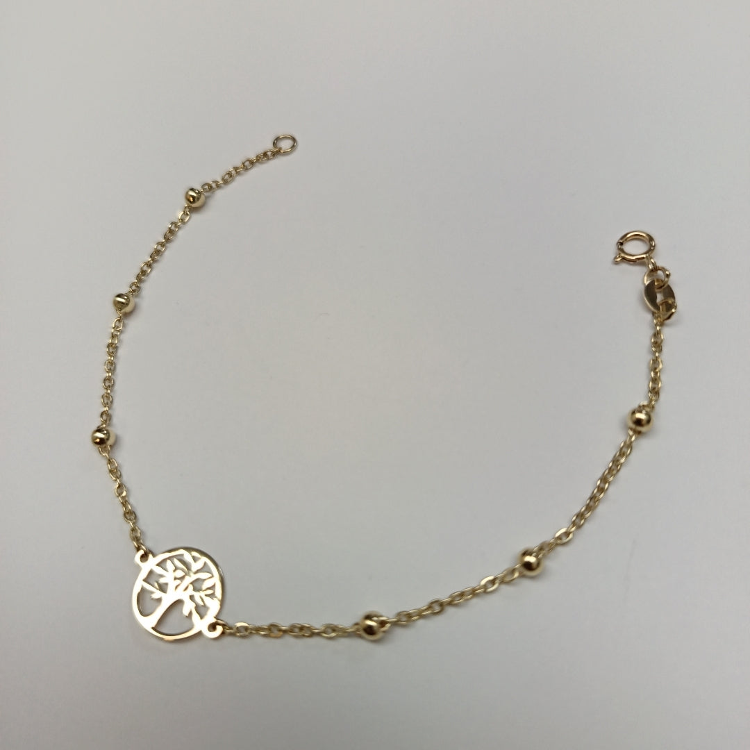 PULSERA TEJIDO ESPECIAL ARBOL 14K 18 CM 1.7 GR (NUEVO)