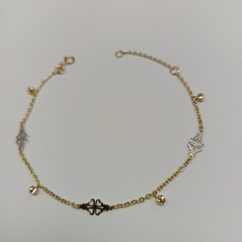 PULSERA ESPECIAL CON TREBOL 14K 18 CM 1.8 GR (NUEVO)