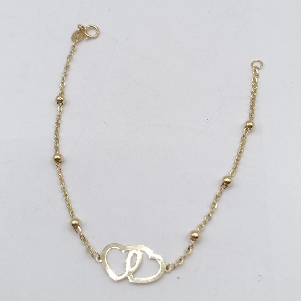 PULSERA TEJIDO ESPECIAL C CORAZONES 14K 18 CM 1.7 GR (NUEVO)