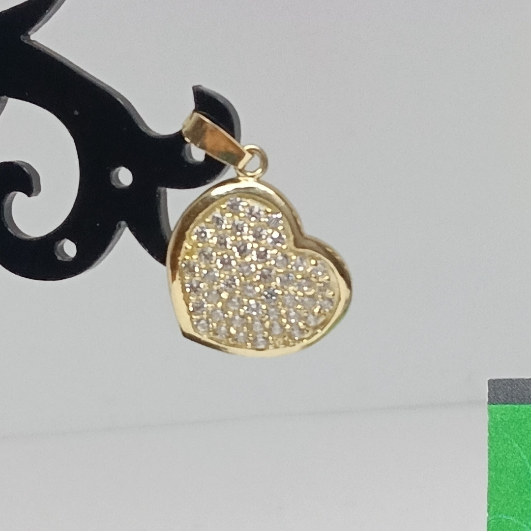 DIJE TEJIDO CORAZON CON CIRCONIAS 14K 1.7 GR (NUEVO)
