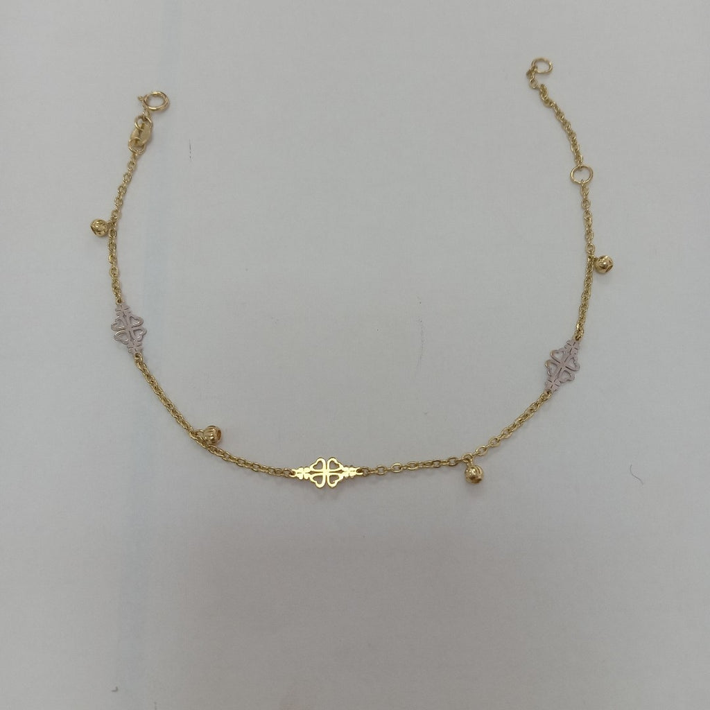 PULSERA ESPECIAL CON TREBOL 14K 18 CM 1.8 GR (NUEVO)