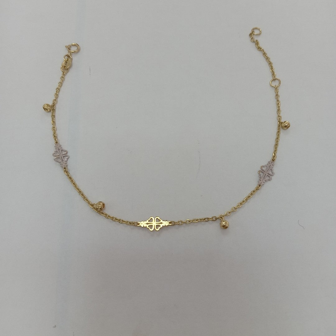 PULSERA ESPECIAL CON TREBOL 14K 18 CM 1.8 GR (NUEVO)
