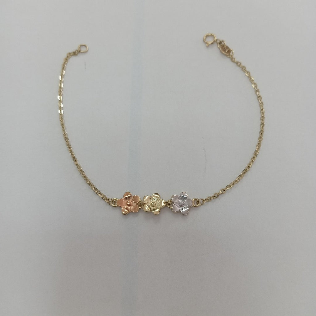 PULSERA TEJIDO ESPECIAL FIG FLORES 14K 18 CM 2 GR (NUEVO)