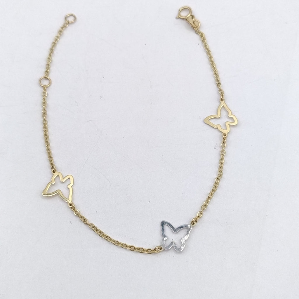 PULSERA ESPECIAL C MARIPOSAS 14K 18 CM 1.7 GR (NUEVO)