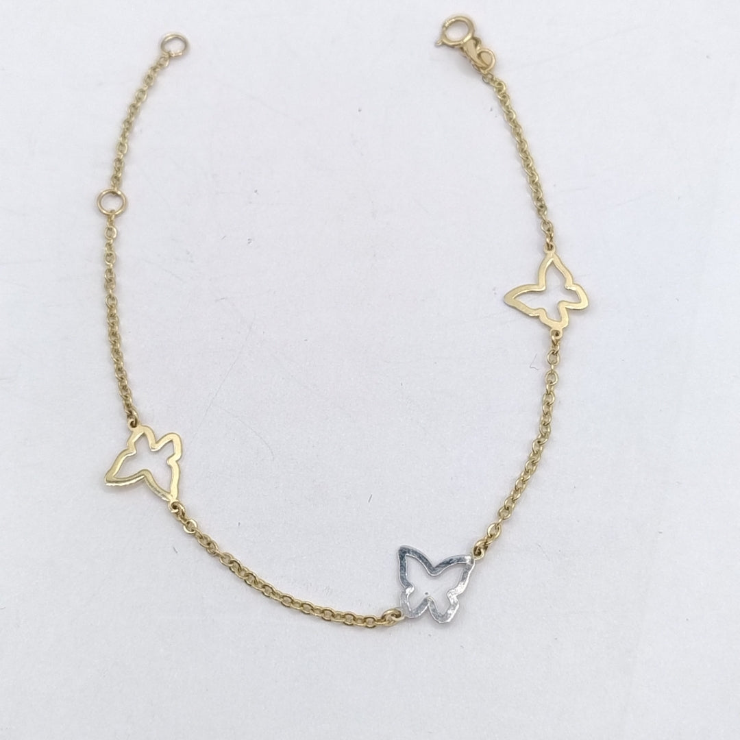 PULSERA ESPECIAL C MARIPOSAS 14K 18 CM 1.7 GR (NUEVO)