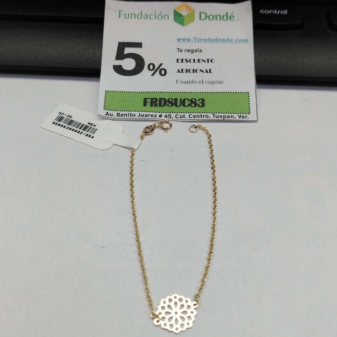 PULSERA TEJIDO ESPECIAL CON MANDALA 14K 18 CM 1.3 GR (NUEVO)