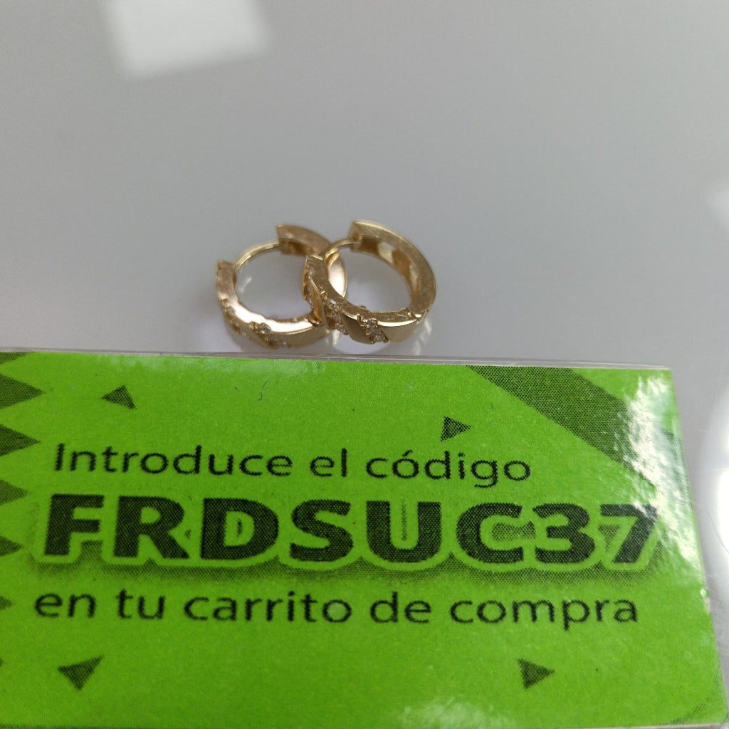 ARETES HUGGIES CON CIRCONIAS 14K 2.3 GR (NUEVO)
