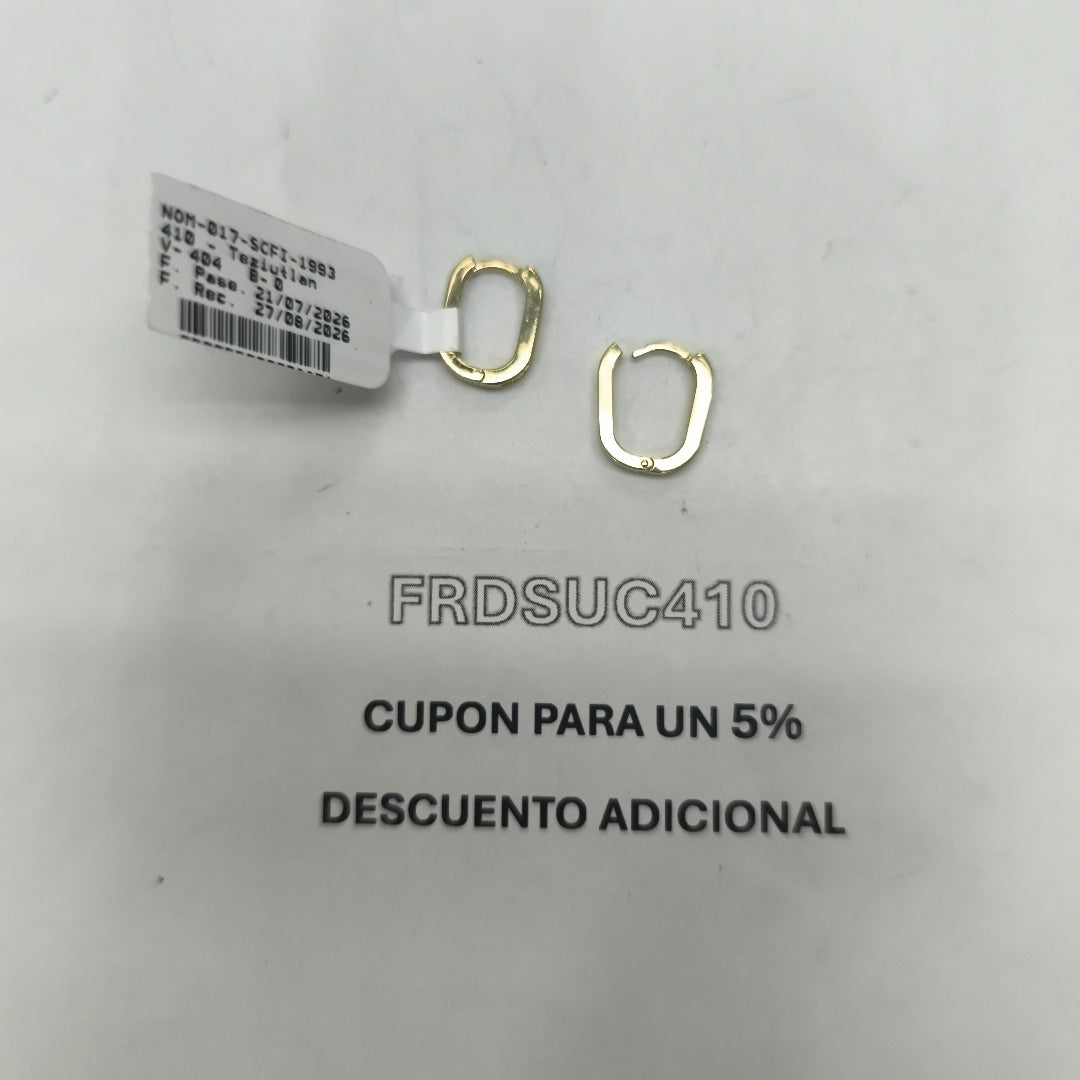 ARETES HUGGIES OVALADA C CIRCONIAS 14K 2.5 GR (NUEVO)