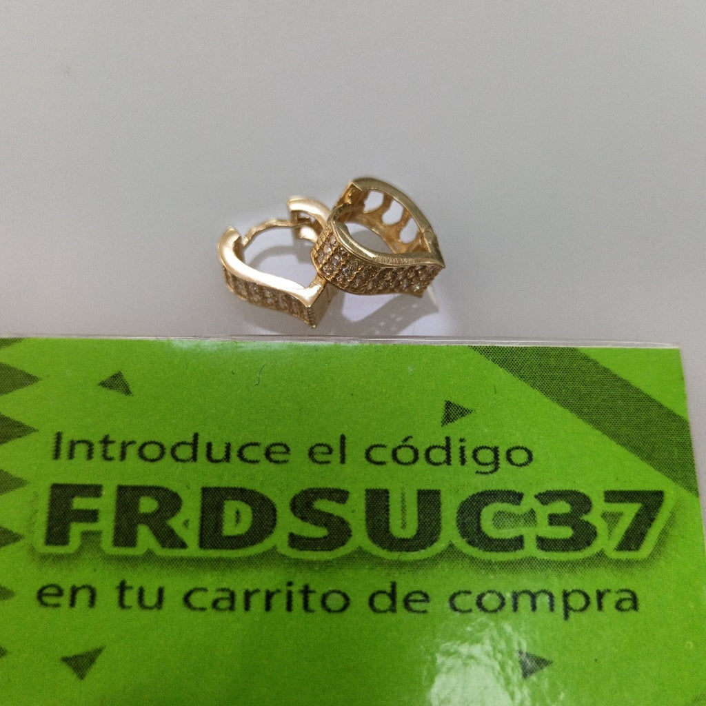 ARETES ARRACADAS CORAZON C CIRCONIAS 14K 2.3 GR (NUEVO)