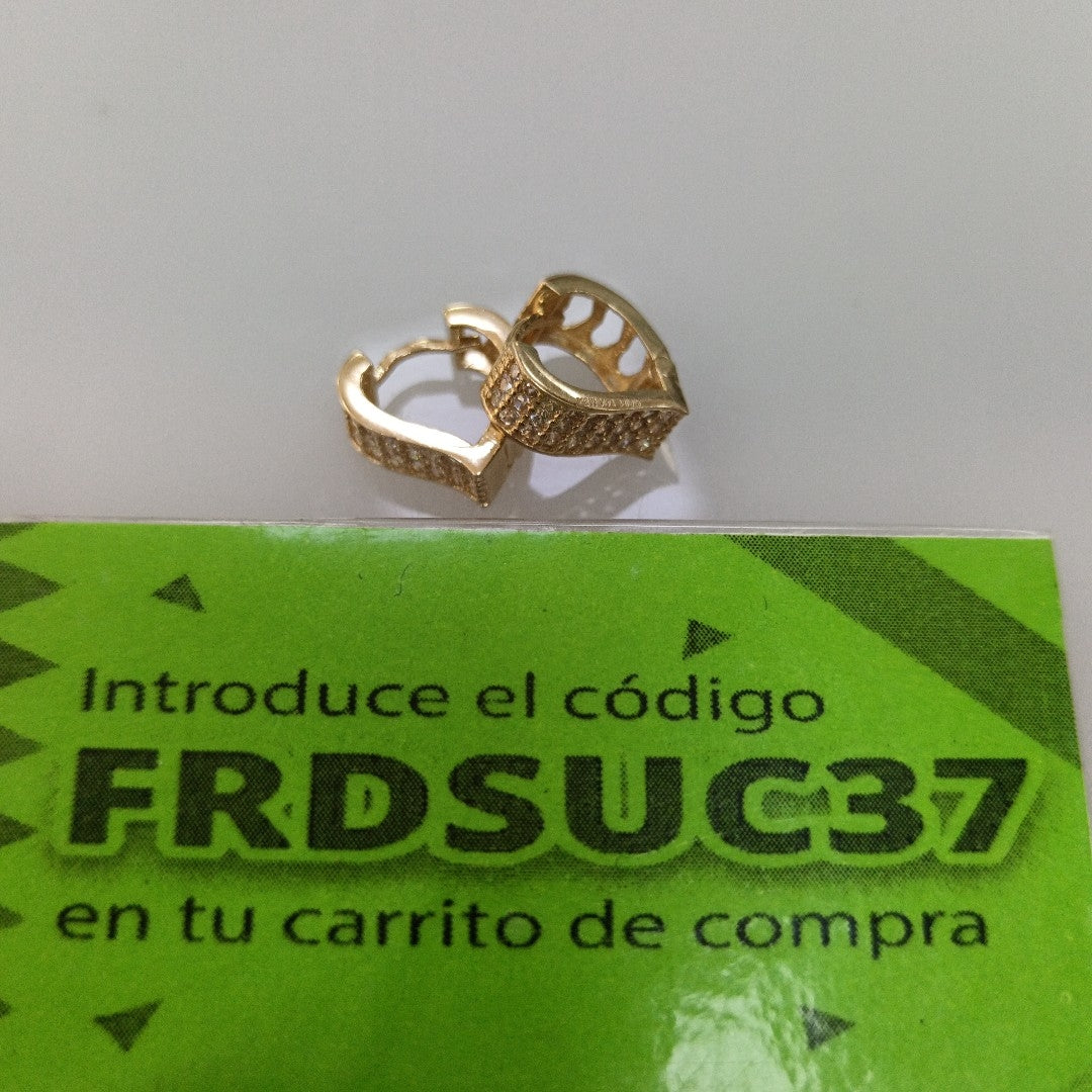 ARETES ARRACADAS CORAZON C CIRCONIAS 14K 2.3 GR (NUEVO)