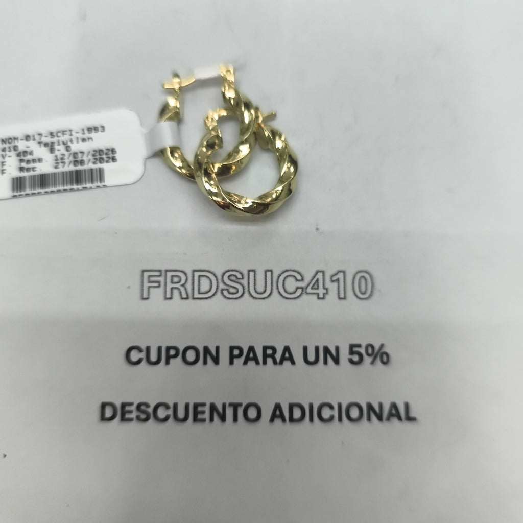 ARETES ARRACADA TORZAL 14K 1.9 GR (NUEVO)