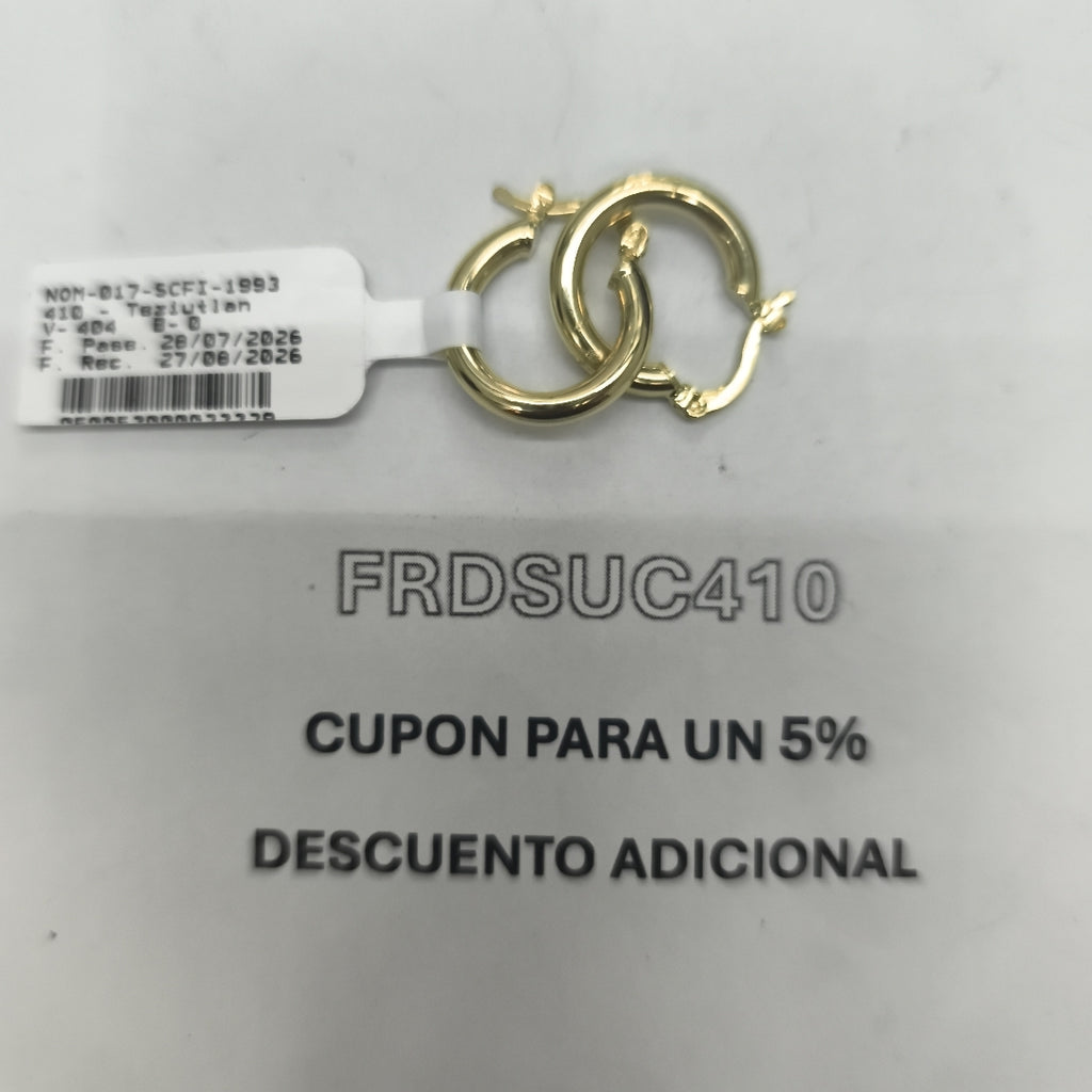 ARETES TEJIDO ARRACADAS LISAS 14K 1.7 GR (NUEVO)