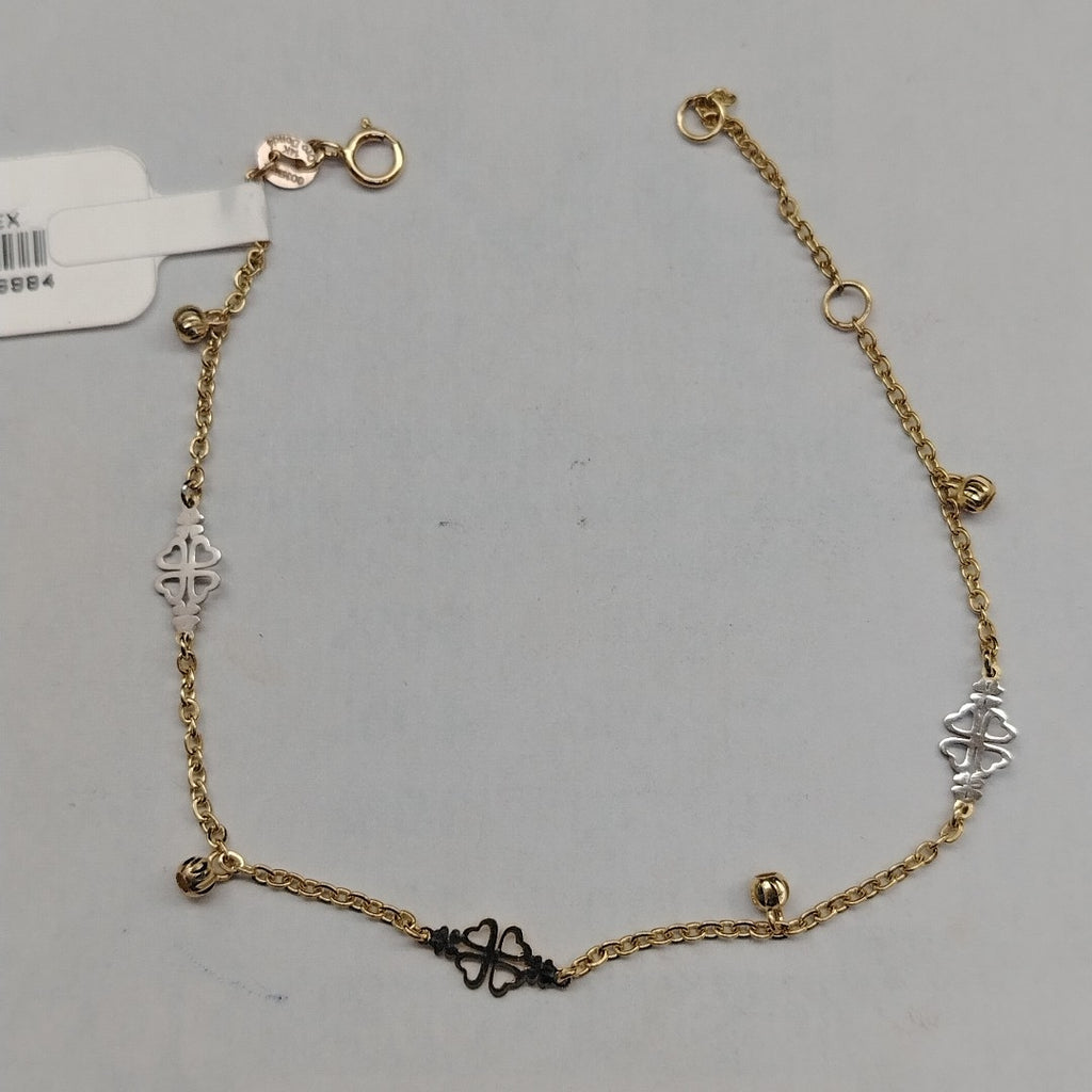 PULSERA ESPECIAL CON TREBOL 14K 18 CM 1.9 GR (NUEVO)