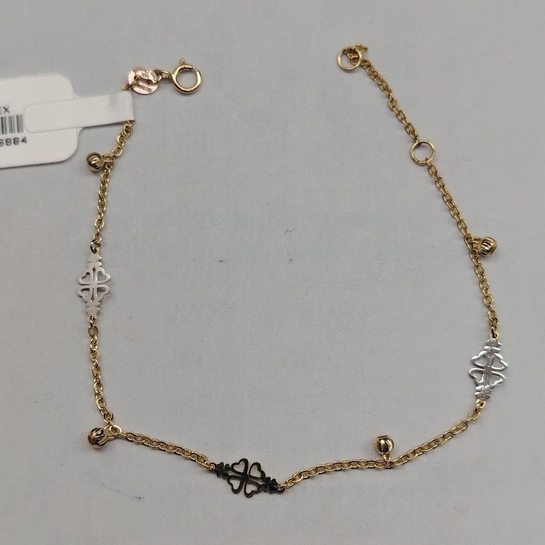 PULSERA ESPECIAL CON TREBOL 14K 18 CM 1.9 GR (NUEVO)