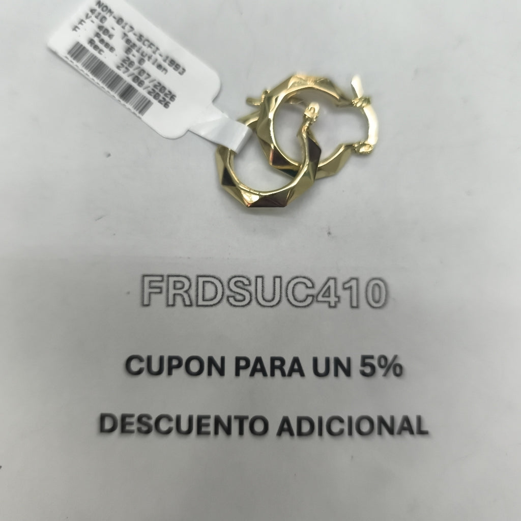 ARETES TEJIDO ARRACADAS FACETADAS 14K 1.7 GR (NUEVO)