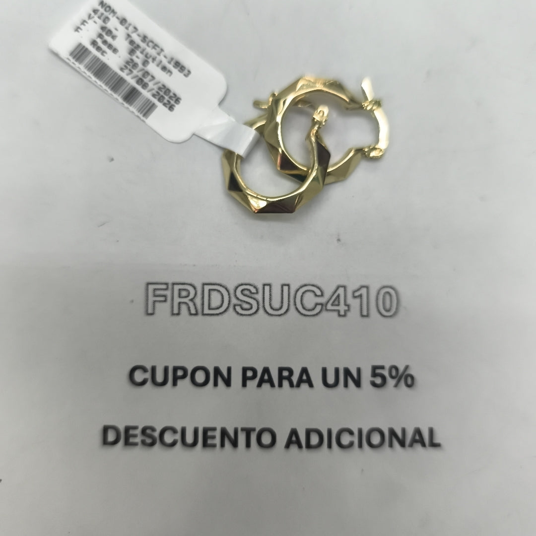 ARETES TEJIDO ARRACADAS FACETADAS 14K 1.7 GR (NUEVO)