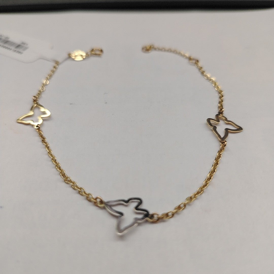 PULSERA ESPECIAL C MARIPOSAS 14K 18 CM 1.7 GR (NUEVO)