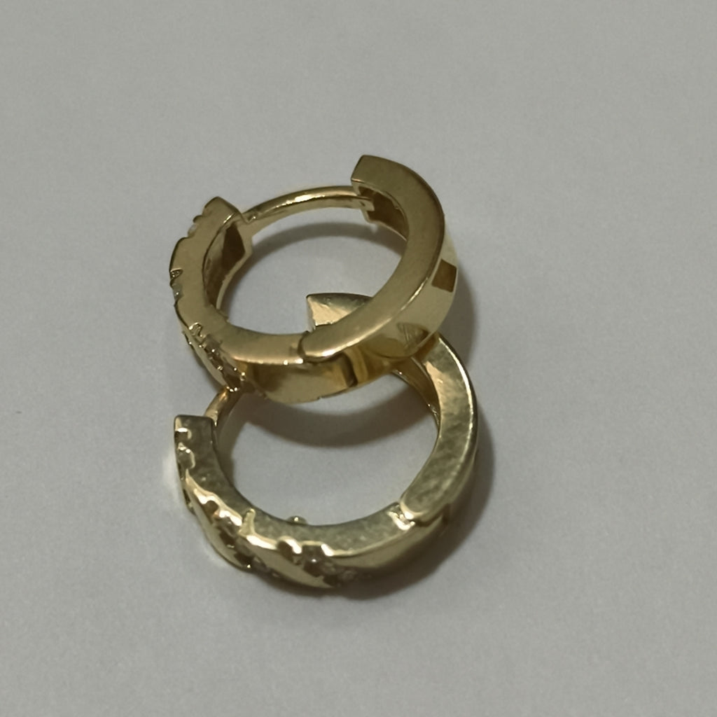 ARETES HUGGIES CON CIRCONIAS 14K 2.3 GR (NUEVO)
