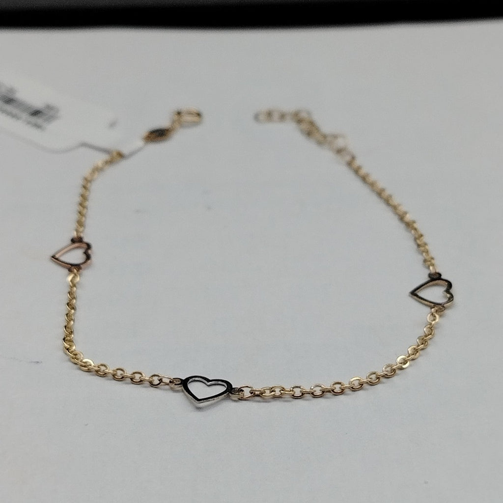 PULSERA ESPECIAL CON CORAZONES 10K 18 CM 1.2 GR (NUEVO)
