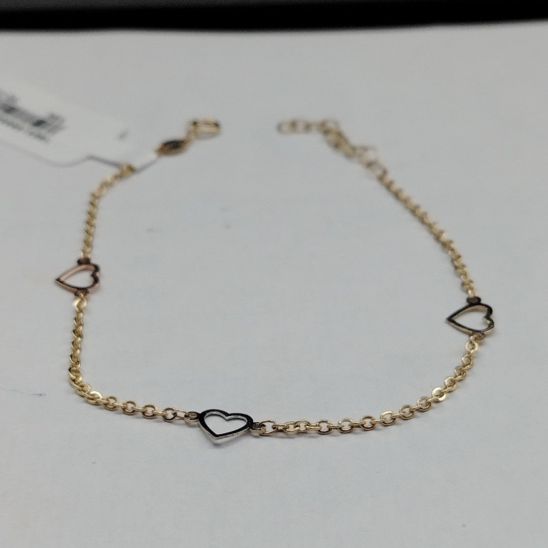 PULSERA ESPECIAL CON CORAZONES 10K 18 CM 1.2 GR (NUEVO)